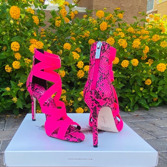 Jessica Simpson Shoes - Neon Pink Snake Strappy Dress Sandals